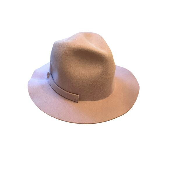Anthropologie Olive Packable Felt Fedora Hat 100% Wool‎ Light Pink Adjustable - Picture 1 of 5